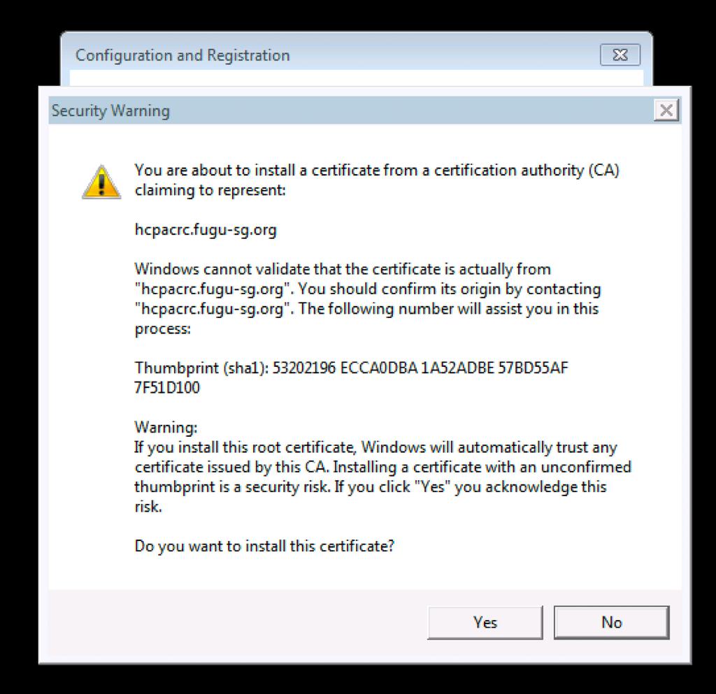 Accept the certification click yes You are prompted to select what authentication provider to log in