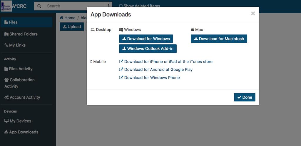 Getting Connected HCP Anywhere - Setting up Desktop Client Step 3 Login to HCP Anywhere website, Click on App Downloads from the right