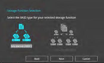 4. Select the type of storage for your RAID, Easy Backup or Super Speed, then click Next.