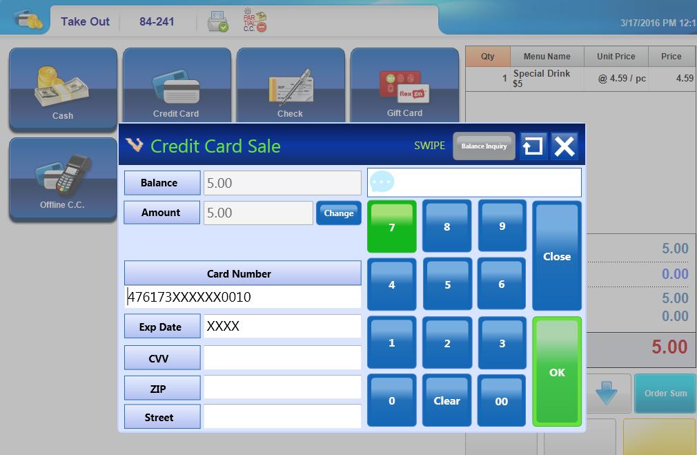 Once the card has been swiped, the screen like the one shown above (Figure 4) will appear. The credit cards expiration date, card issuer, etc. information are all encrypted within the magnetic strip.