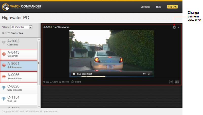 Changing a live video stream camera view Changing a live video stream camera view If a vehicle has more than one camera view available (for example, front and cabin views), you can change the camera
