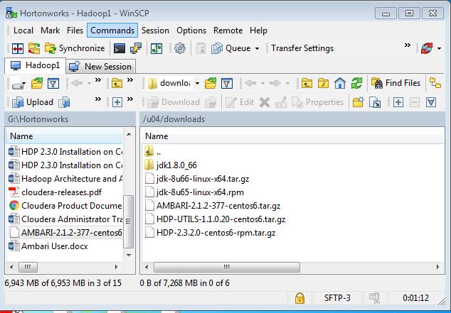 Execute the below commands to extract the transferred files to create local repositories [root@hadoop01 ~]# cd /u04/downloads [root@hadoop01 ~]# tar 