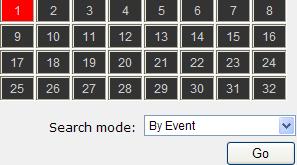Search by event Start by selecting which channel(s) you would like to perform a search on. Select Search by event from the Search Method drop-down list and click Go to start the search.