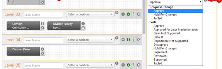 Approval Workflows Select the Action users holding this position can take at this level from the dropdown menu.