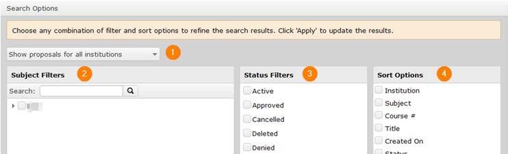 Sort Options To sort the search results, select from the Sort Options (4) checklist.