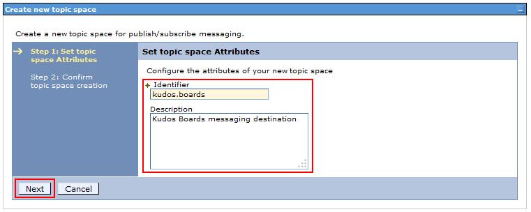 For Topic Space select Create Service Integration Bus destination Enter the following details: Identifier