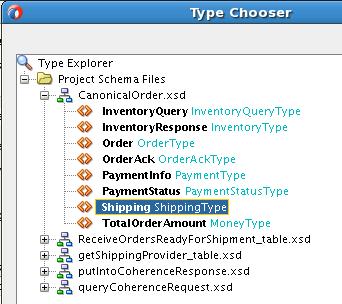 Figure 7-6 Shipping Element Type After business rule creation, the business rule service component in the composite is clicked to access the Rules Editor.