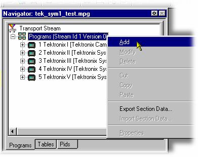 Multiplexer - Editing in the Navigator Views Programs The introduction of the Navigator Programs view has provided a more programcentered means of manipulating SI/PSI.