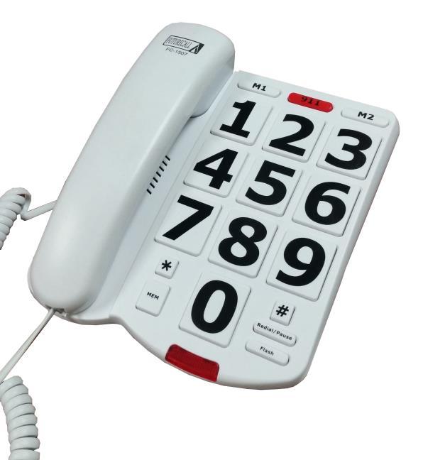 FUTURE CALL LLC BIG BUTTON PHONE WITH ONE TOUCH DIALING AND 40db HANDSET VOLUME MODEL: FC-1507 USER MANUAL Please follow
