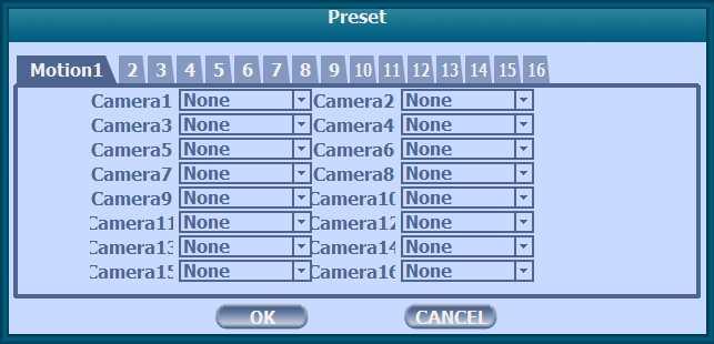 Furthermore you can set the preset position number by motion detection.