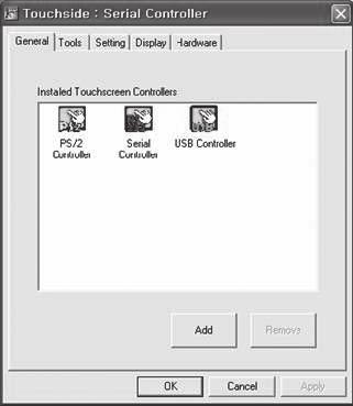 AT-7 User Guide Driver Program Installation (For Windows OS) Configuration Touchside Utility General Property Page The general property page in TouchSide utility shows all of TouchSide touchscreen