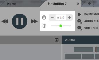 Adjusting Audio Volume / Speed: To the right of the playback controls you will see a volume slider and above that the speed controls.