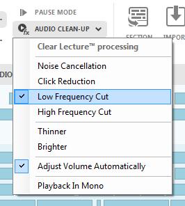 5.7 Audio Clean-Up and Voice Shift Two other tools that are available next to the playback controls are Audio Clean-Up and Voice Shift.
