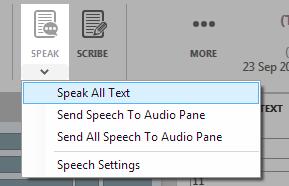 5 Using the Speak tools Notetaker has it s own text to speech function which can read out content from the Text pane.