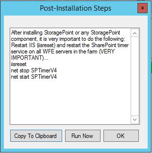 Click Next. 21. After the install, restart IIS and the SharePoint timer service. Click OK.