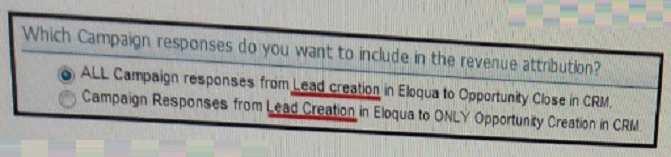 What does Lead Creation refer to? A. The Eloqua contact has a linked visitor profile. B. The Eloqua contact is associated to a CRM Opportunity. C. The Eloqua contact has responded to an Eloqua campaign.