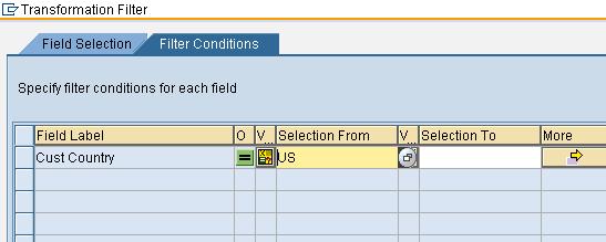 In the next tab Filter Conditions, put the values for restricting the amount of data.
