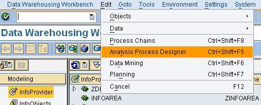 Creating an Analysis Process Designer (APD) The APD can be accessed from DW