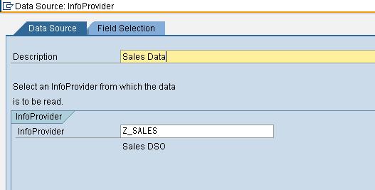 Similarly create another data Source for the Sales DSO.