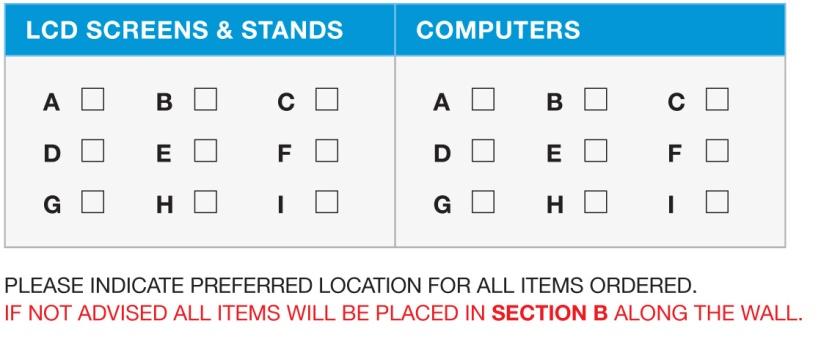 AUDIO VISUAL ORDER FORM 1. AVAILABLE PRODUCTS - PLEASE INDICATE BELOW THE PRODUCTS THAT YOU WISH TO ORDER FOR YOUR TRADE BOOTH AUDIO VISUAL REQUIREMENTS.