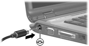 To connect a video device to the S-Video-out jack: 1. Plug one end of the S-Video cable into the S-Video-out jack on the computer. 2.