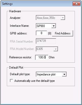 8, which is the factory default address on your analyzer. Make sure the selected interface name is set to the default GPIB0.
