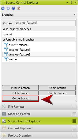 Merging Branches in Git In previous versions of Flare you could merge individual files bound in Git. Now you can merge Git branches as well.
