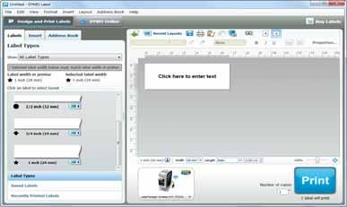 About DYMO Label Software The following figure shows some of the major features available in DYMO Label software. Visually choose your label type and apply layouts.