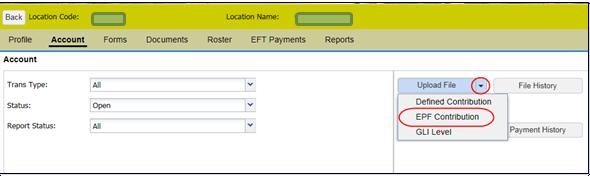 UPLOADING AN EPF CONTRIBUTION FILE Through ESS, employers upload necessary payroll data of the employees participating in MainePERS plans. To upload an EPF Contribution File: 1.