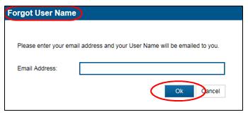 Click Forgot User on the ESS Login window. The Forgot User Name pop-up displays. 2.