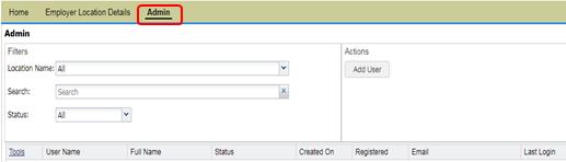 ADMIN TAB The Admin tab is used by your employer s ESS Security Administrator to establish other users in ESS.