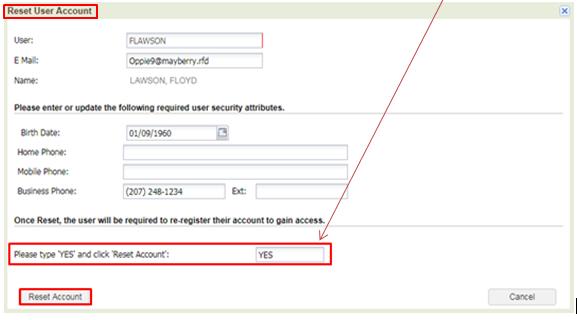 RESETTING A USER ACCOUNT Option is only available to use before the USER completes the registration process.