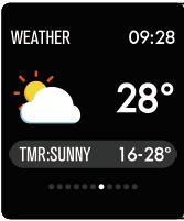 Weather forecast The weather page displays the weather information of the current and next
