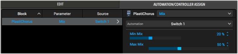 Creating an automation assignment from a slider's context menu in the Edit tab Also note that only one parameter can be assigned to any one Knob automation controller at a time - choosing a