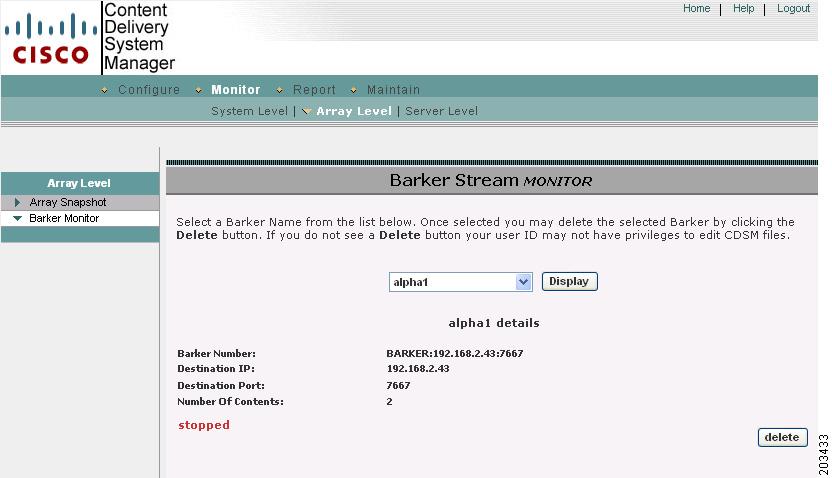 Array Snapshot Barker Stream