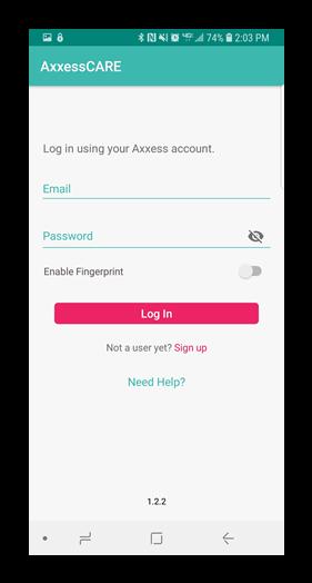 version of AgencyCore. If the user does not have an account, tap on the pink Sign up hyperlink.