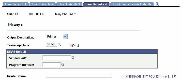 2. User Defaults 4 This page has imprtant default settings. If yu Carry ID, yu will nt have t re-enter a students ID when yu g frm page t page. 3.