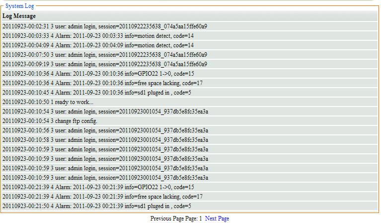 Figure6.12 Log View 6.6 Log File There you can download or delete logs. Set search condition and click Search, it will display log by day figure 6.14. Figure6.13 Search Condition Figure6.
