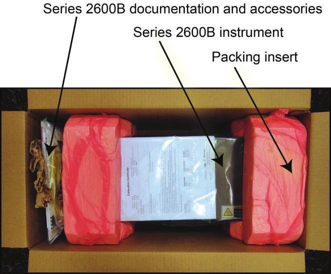 Unpack and inspect the instrument To unpack and inspect the instrument: 1. Inspect the box for damage. 2. Open the top of the box. 3. Remove the documentation and accessories. 4.
