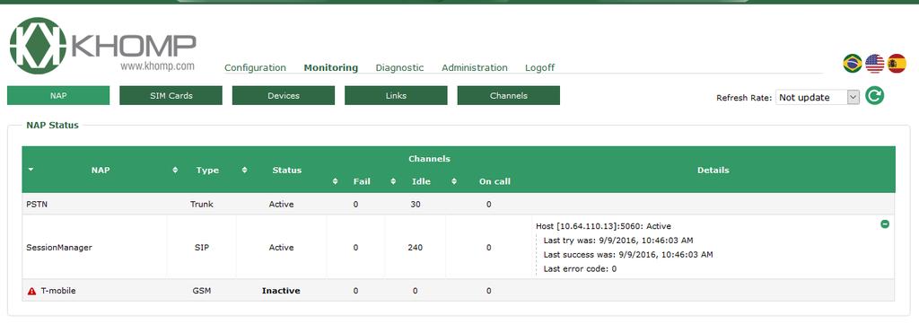 8.3. KMG Web Interface to Observe Status To view the status of the SIP trunk between KMG and Session Manager, navigate to