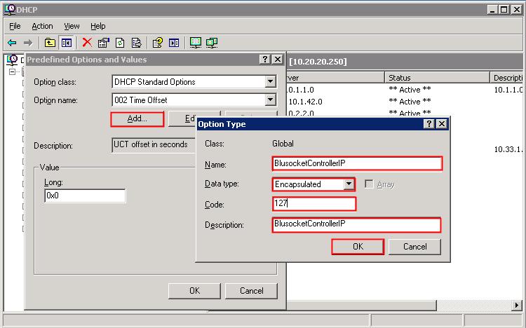 B. Set the Predefined Option. 1. On the DHCP server, open the DHCP server administration tool by clicking Start Administration Tools DHCP. 2. Right-click on the DHCP server name, select.