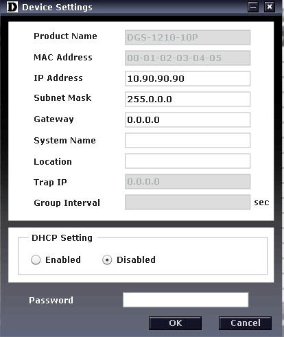 4 SmartConsole Utility D-Link Web Smart Switch User Manual Figure 4.7 SmartConsole Device Settings Password Setting Select a switch from the Device List.
