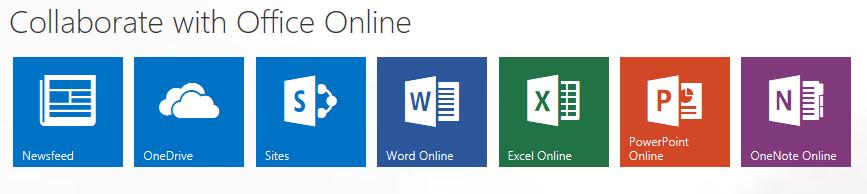 Welcome to the Home Page After you sign in to Office 365, you will see a series of icons for the features of Office 365: If you do not see these icons, click on the Office 365 logo in the upper left
