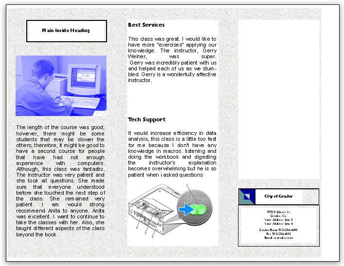 To create a new document: File New Brochure.