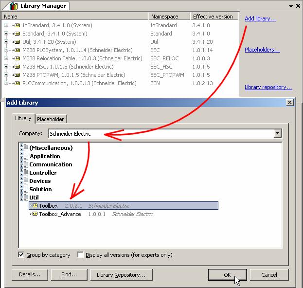 6. Library Manager Step Action 4 In the Add Library window: Select the Toolbox library, located in