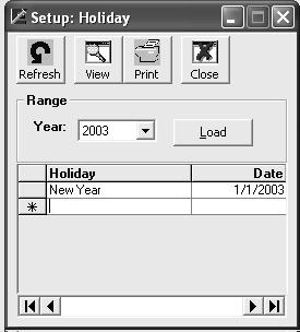 Holiday Setup Use the Holiday Setup to add a paid company holiday. Exeba -TAMS automatically add 8 hours to the total hours for every holiday for all employees.