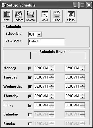Schedule Setup If an employee is assigned to a schedule, the schedule needs to be created first.