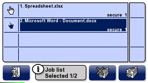 Chapter 3. Printing Printing or deleting specific jobs The terminal can display a list of all your jobs that have not yet been printed, and you can select jobs from the list to print or to delete.