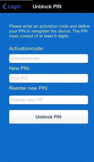 Unblock PIN and enter the activation number and your new PIN twice.