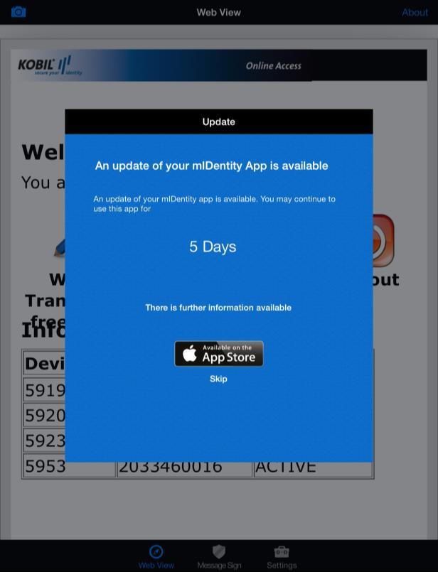 5 Settings m-identity app has
